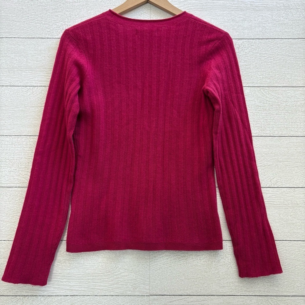 NAADAM Raspberry Pink Cashmere Ribbed Lightweight Sweater, Size XS - Picture 7 of 10